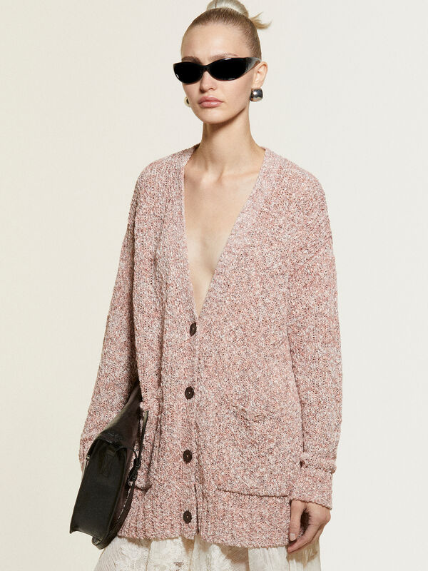 Maxi cardigan rose - cardigans pour femme | Sisley