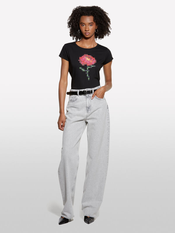 Jean gris coupe large - jeans palazzo pour femme | Sisley