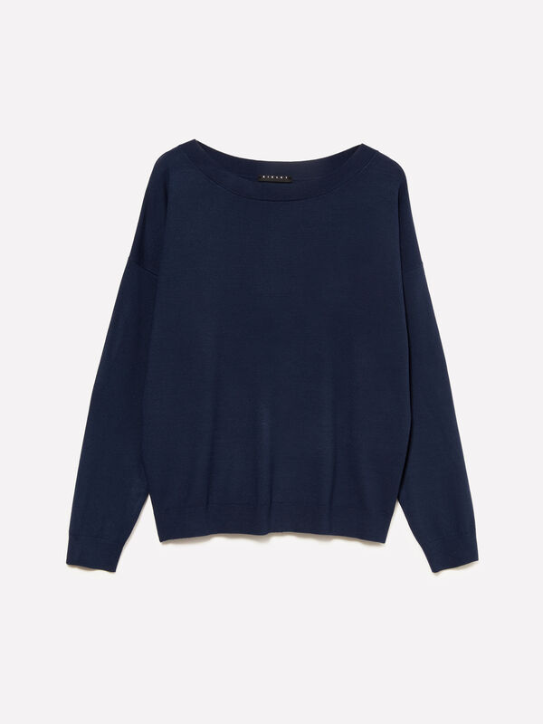 Pull bleu marine à encolure bateau - pulls à encolure bateau pour femme | Sisley