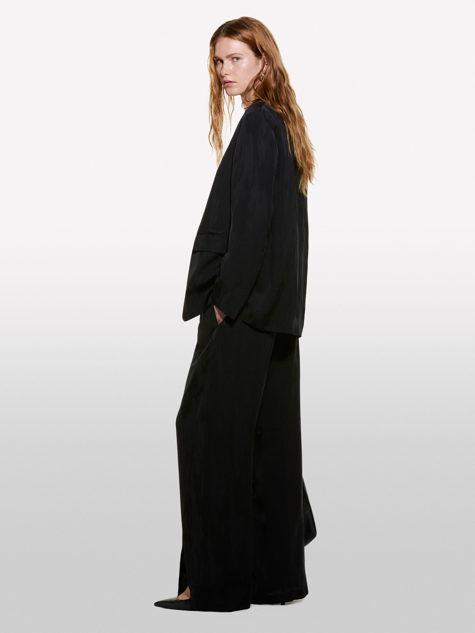 Pantalon fendu noir Noir Sisley