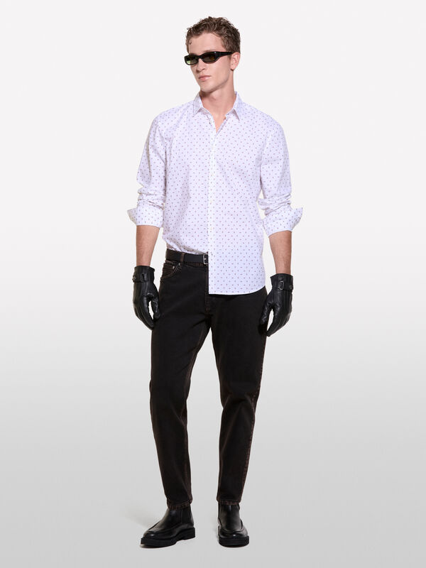 Chemise blanche à fleurs en 100 % coton bio - chemises ajustées pour homme | Sisley