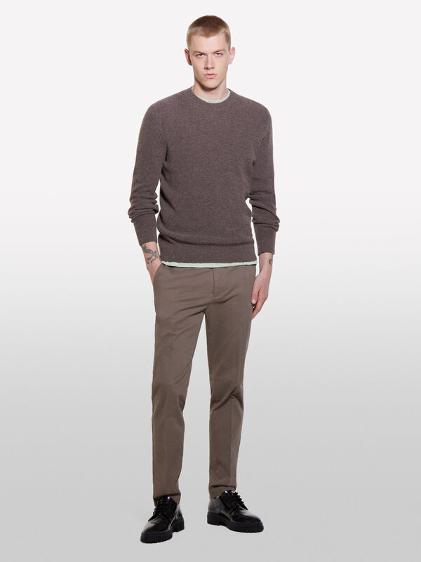 Pantalon chino marron - pantalons slim pour homme | Sisley