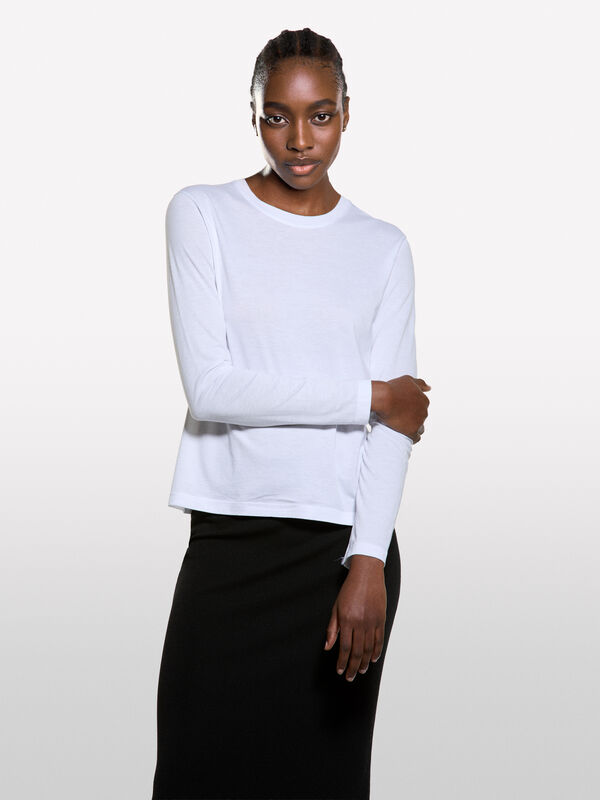 T-shirt blanc &agrave; manches longues - t-shirts &agrave; manches longues pour femme | Sisley
