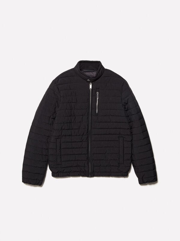 Blouson biker rembourré noir Blouson biker rembourré noir - doudounes et blousons rembourrés pour homme | Sisley