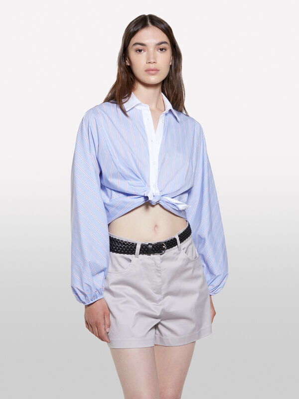 Chemise rayée bleue avec contraste - chemises pour femme | Sisley
