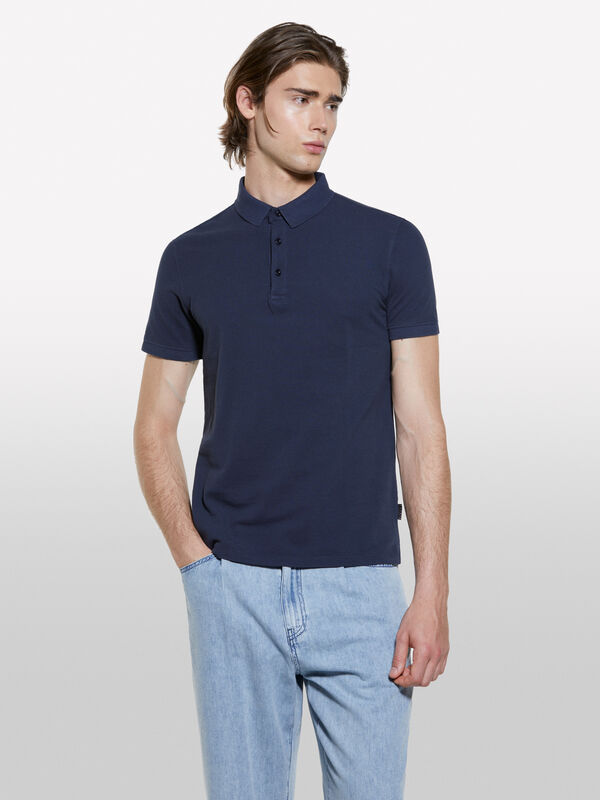 Polo bleu foncé 100 % coton - polos pour homme | Sisley