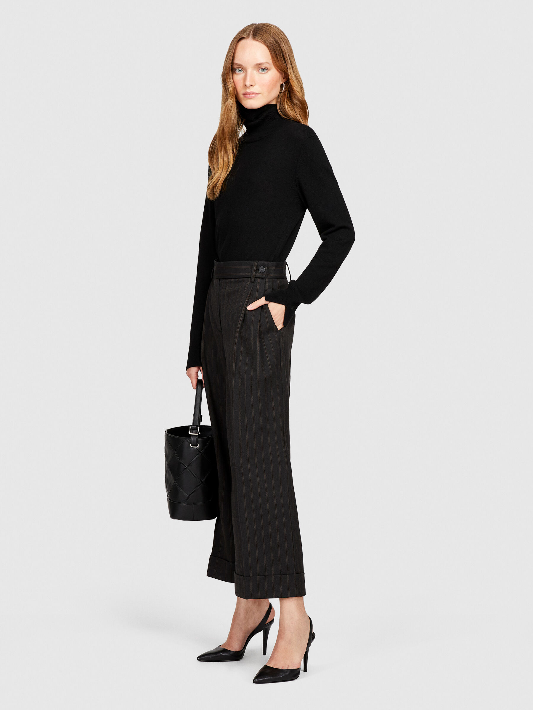 Pantalon à store revers femme