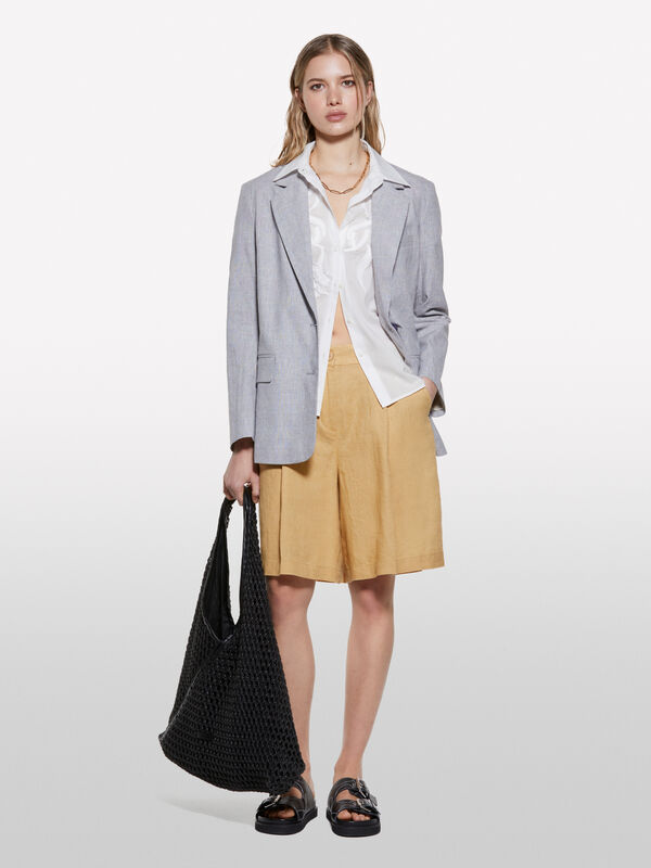 Blazer en lin mélangé gris clair - blazers pour femme | Sisley