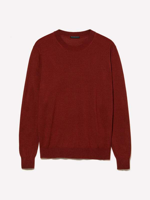 Pull bordeaux en laine mélangée - pulls col rond pour homme | Sisley