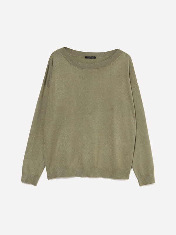 Pull vert militaire à encolure bateau - pulls à encolure bateau pour femme | Sisley