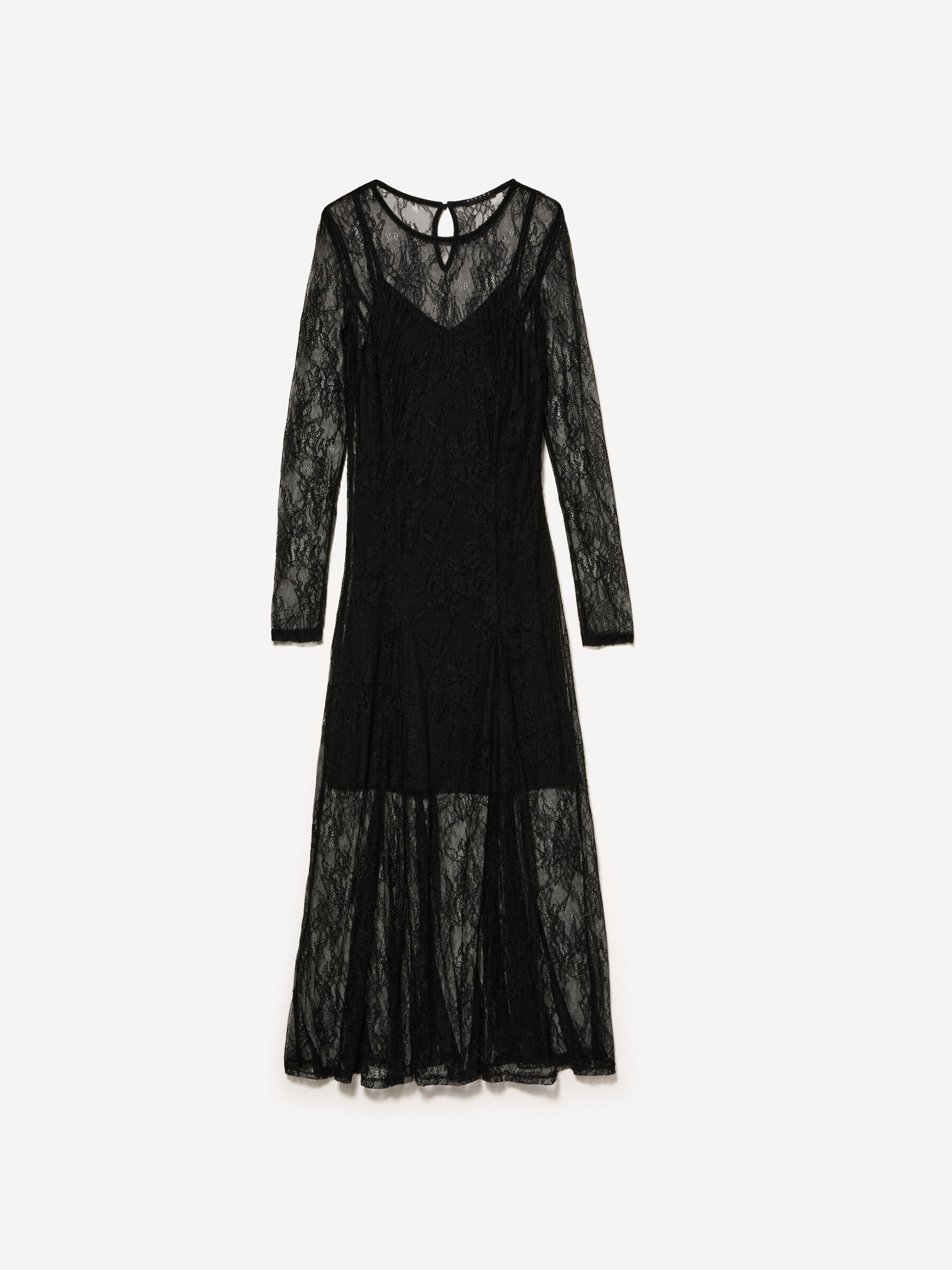 Robe midi noire en dentelle Noir Sisley