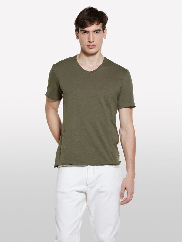 T-shirt slim vert militaire - t-shirts à manches courtes pour homme | Sisley