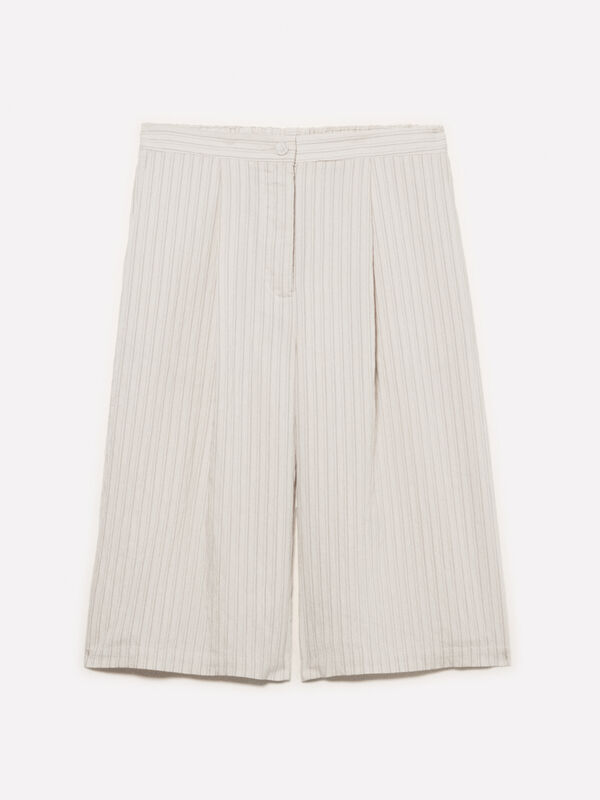 Bermuda rayé blanc crème Bermuda rayé blanc crème - shorts pour femme | Sisley
