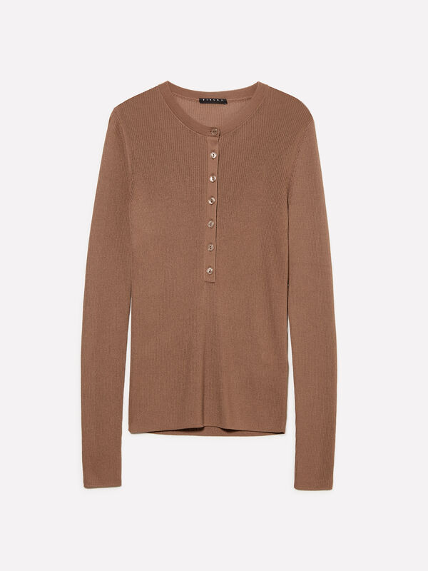 Chemise séraphin marron - pulls col rond pour femme | Sisley