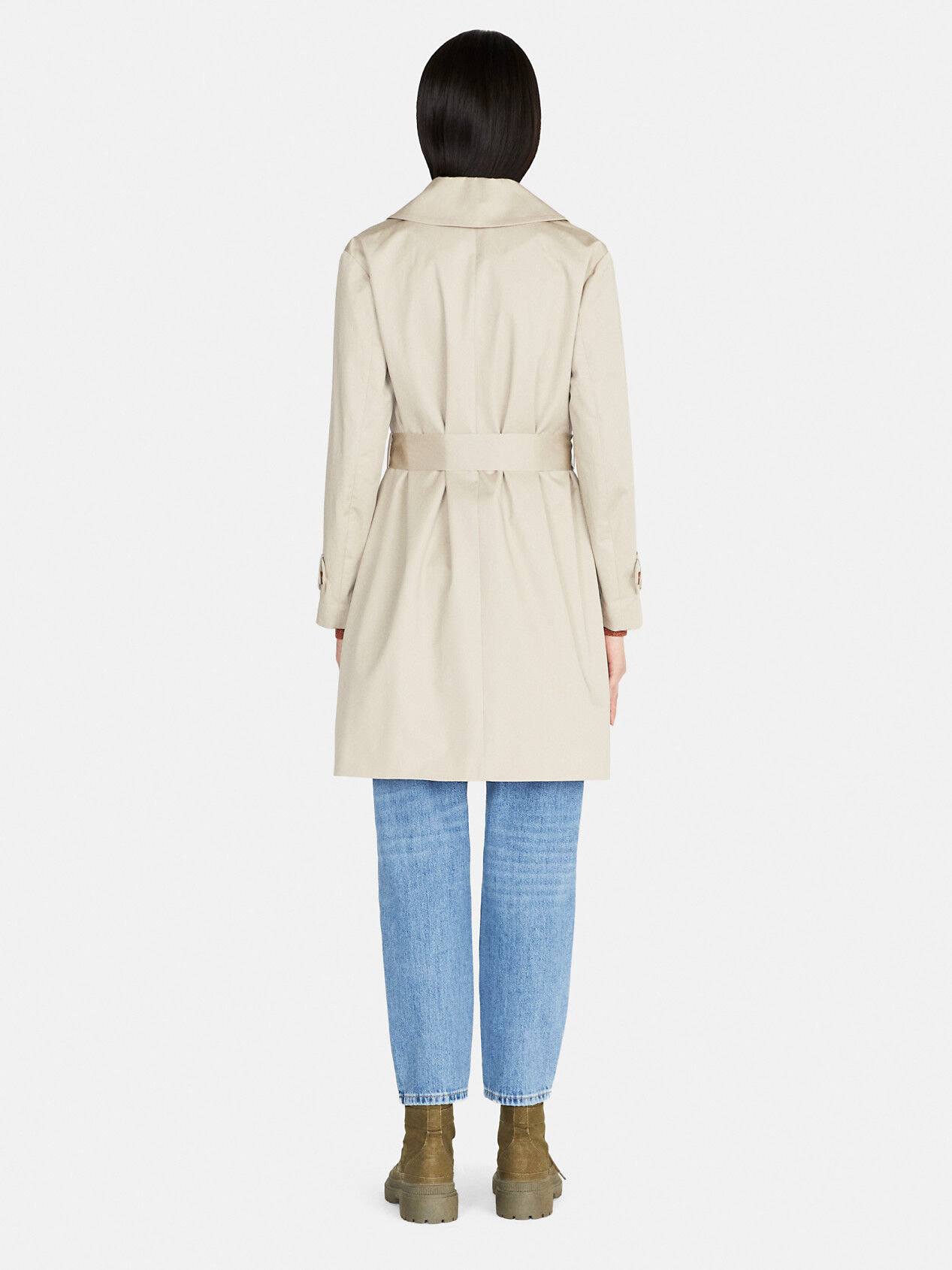 Trench oversize avec ceinture Beige Sisley