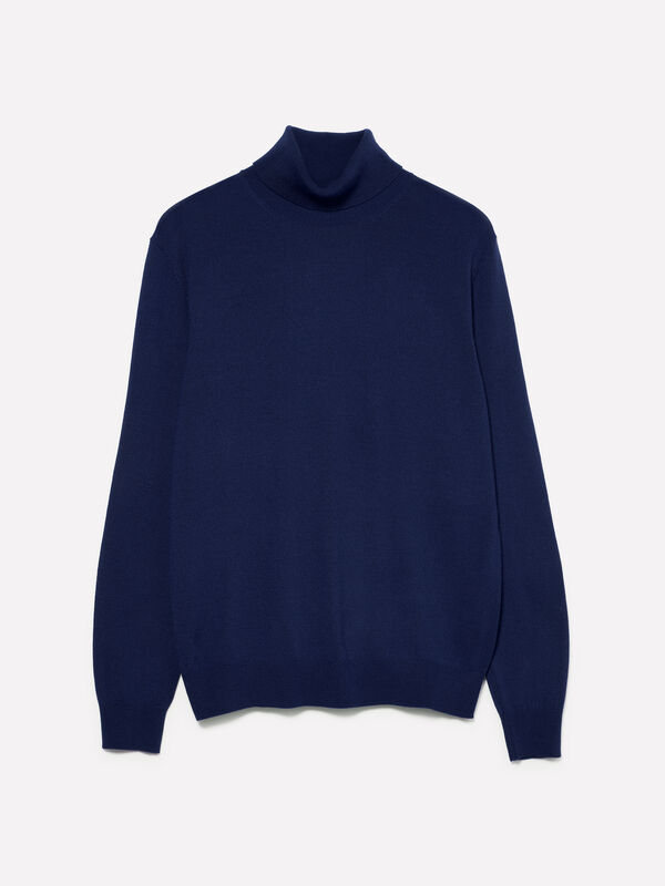 Pull bleu marine à col montant Pull bleu marine à col montant - pulls col montant pour homme | Sisley