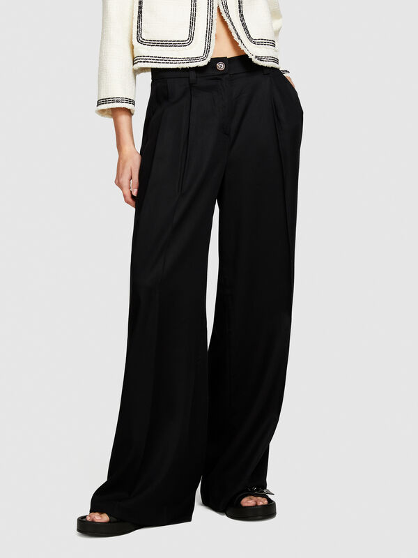 Pantalon évasé taille basse - pantalons évasés pour femme | Sisley