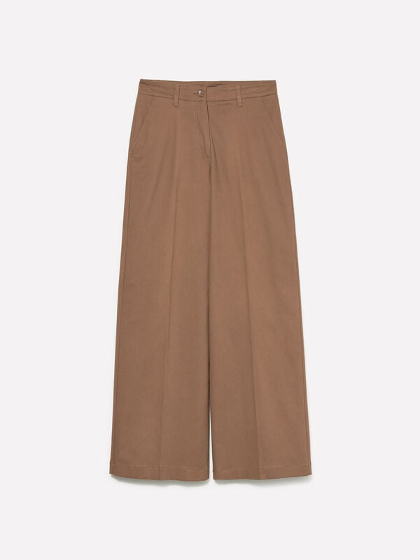 Pantalon large marron Pantalon large marron - pantalons palazzo pour femme | Sisley