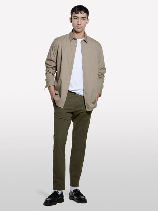 Chemise en coton beige - chemises regular pour homme | Sisley