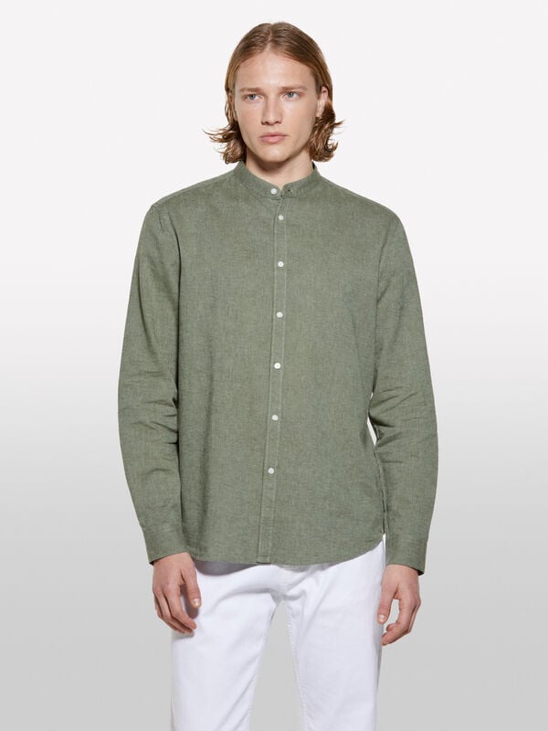 Chemise mandarine verte - chemises regular pour homme | Sisley