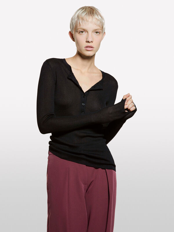 Chemise séraphin noire Chemise séraphin noire - pulls col rond pour femme | Sisley