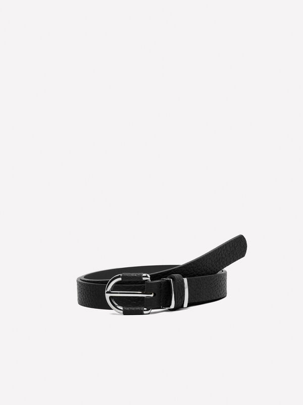 Ceinture fine noire texturée - ceintures pour femme | Sisley