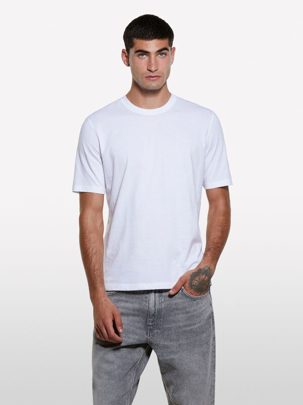 T-shirt blanc &agrave; manches courtes coupe r&eacute;guli&egrave;re - t-shirts &agrave; manches courtes pour homme | Sisley