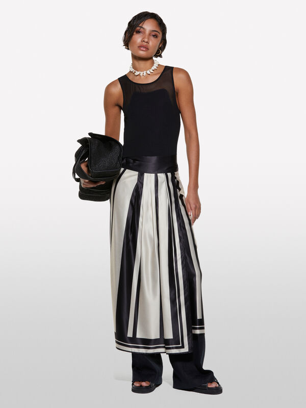 Débardeur noir avec tulle - hauts pour femme | Sisley