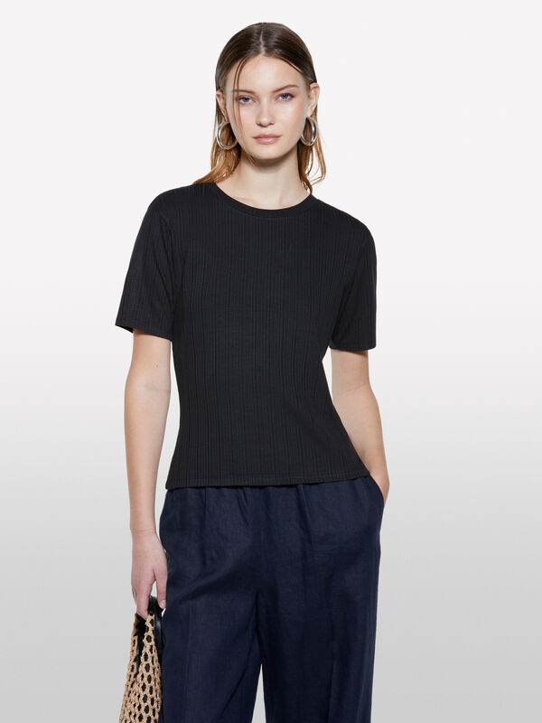 T-shirt slim noir - t-shirts à manches courtes pour femme | Sisley