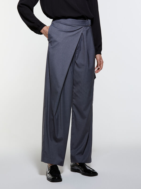 Pantalon paréo gris - pantalons palazzo pour femme | Sisley