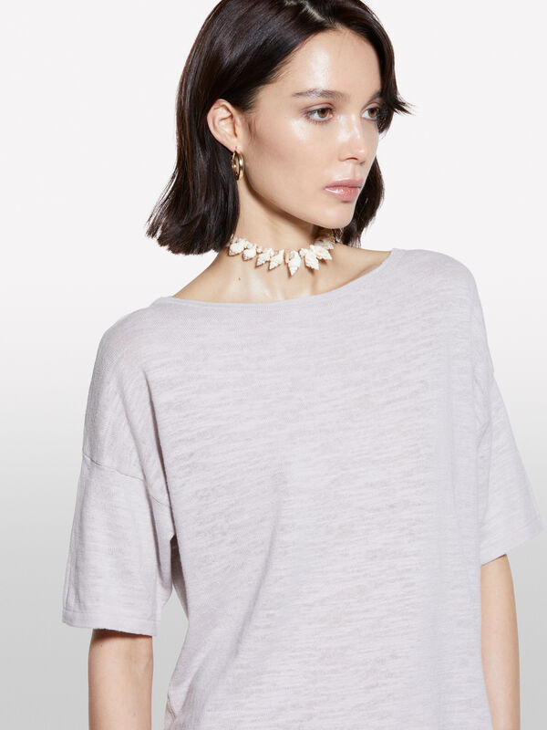 T-shirt en maille over-fit gris - t-shirts à manches courtes pour femme | Sisley
