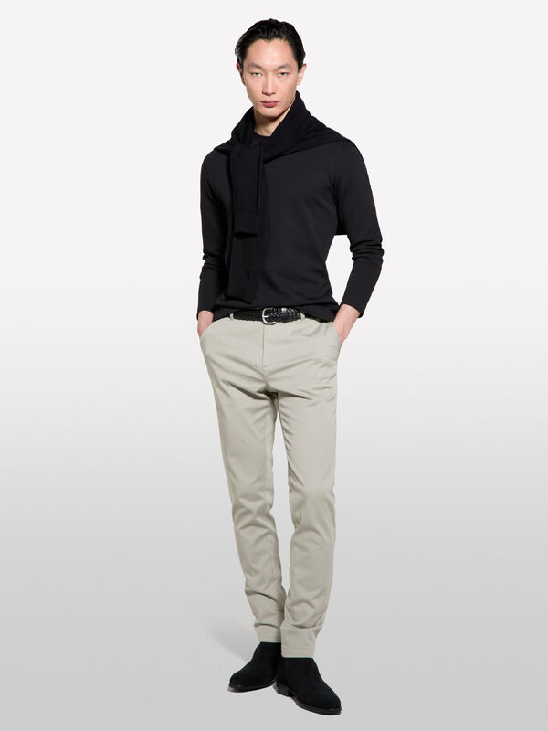 Pantalon chino slim gris tourterelle - pantalons chinos pour homme | Sisley