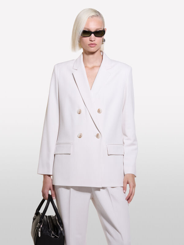 Blazer crème à double boutonnage - blazers pour femme | Sisley