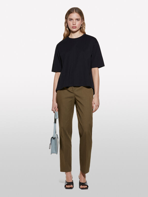 Pantalon vert militaire à lacets - pantalons taille haute pour femme | Sisley
