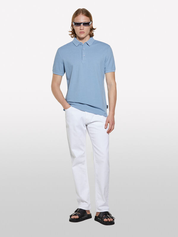 Polo bleu clair 100 % coton - polos pour homme | Sisley