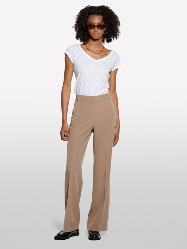T-shirt blanc col V T-shirt blanc col V - t-shirts à manches courtes pour femme | Sisley