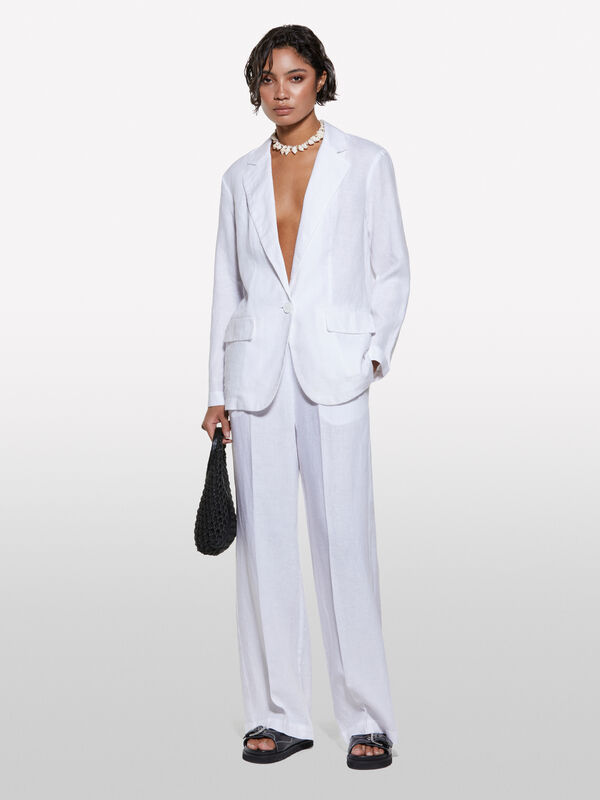 Blazer blanc 100 % lin Blazer blanc 100 % lin - blazers pour femme | Sisley
