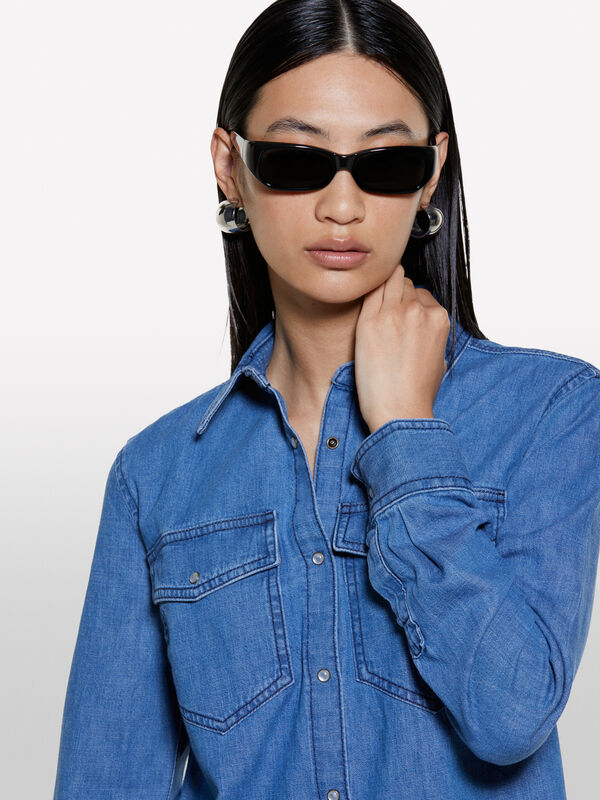 Chemise en jeans bleue coupe regular - chemises pour femme | Sisley