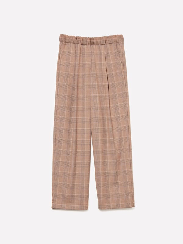 Pantalon de jogging en tartan coupe décontractée Pantalon de jogging en tartan coupe décontractée - pantalons palazzo pour femme | Sisley