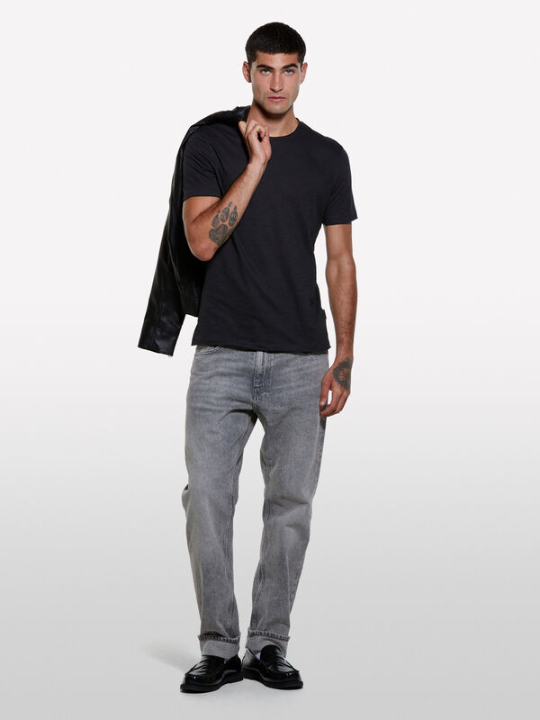 T-shirt slim à manches courtes gris foncé - t-shirts à manches courtes pour homme | Sisley