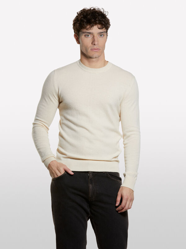 Pull col rond beige coupe régulière Pull col rond beige coupe régulière - pulls col rond pour homme | Sisley