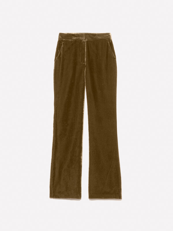 Pantalon marron en velours - pantalons évasés pour femme | Sisley