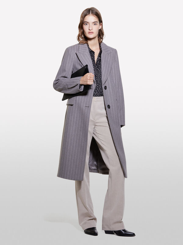 Manteau rayé gris clair - manteaux pour femme | Sisley