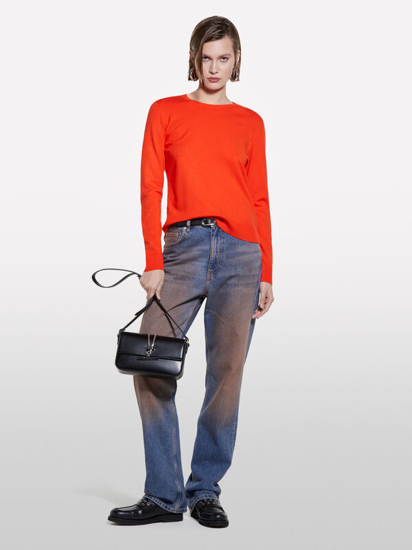 Pull rouge à col rond - pulls col rond pour femme | Sisley