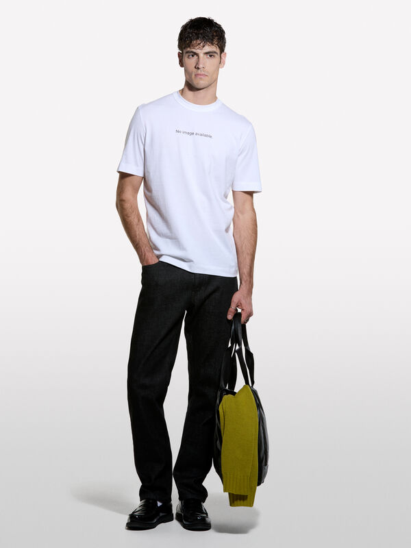 T-shirt blanc &agrave; imprim&eacute; lettering en 100&nbsp;% coton bio - t-shirts &agrave; manches courtes pour homme | Sisley