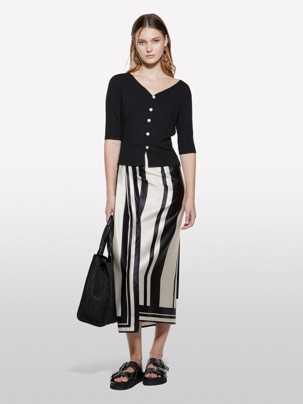 Cardigan c&ocirc;tel&eacute; noir coupe slim - cardigans pour femme | Sisley