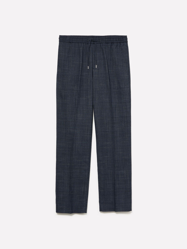Pantalon de jogging teint en fil bleu foncé - pantalons regular pour homme | Sisley