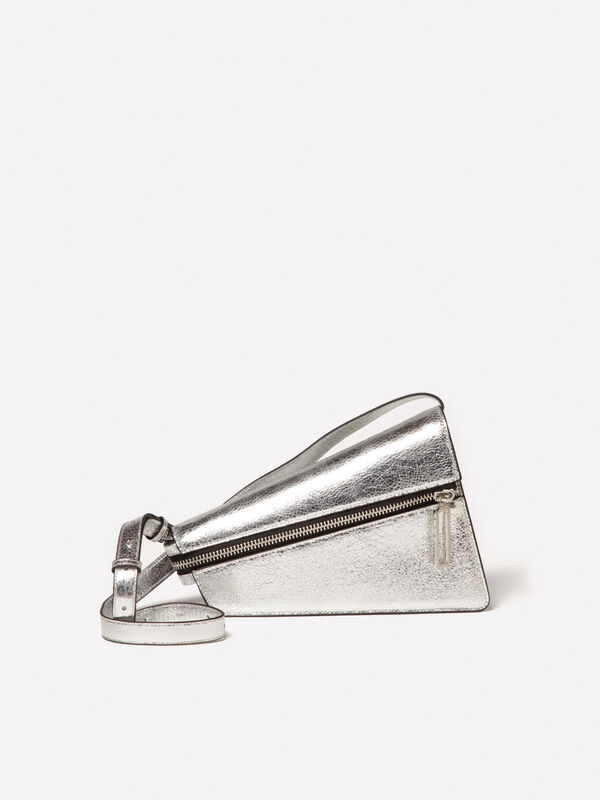 Silver asymmetric bag with shoulder strap - sacs à bandoulière et porté épaule pour femme | Sisley
