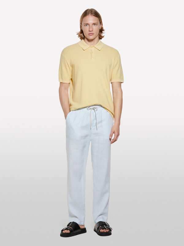 Pantalon de jogging bleu clair 100 % lin - pantalons de jogging pour homme | Sisley