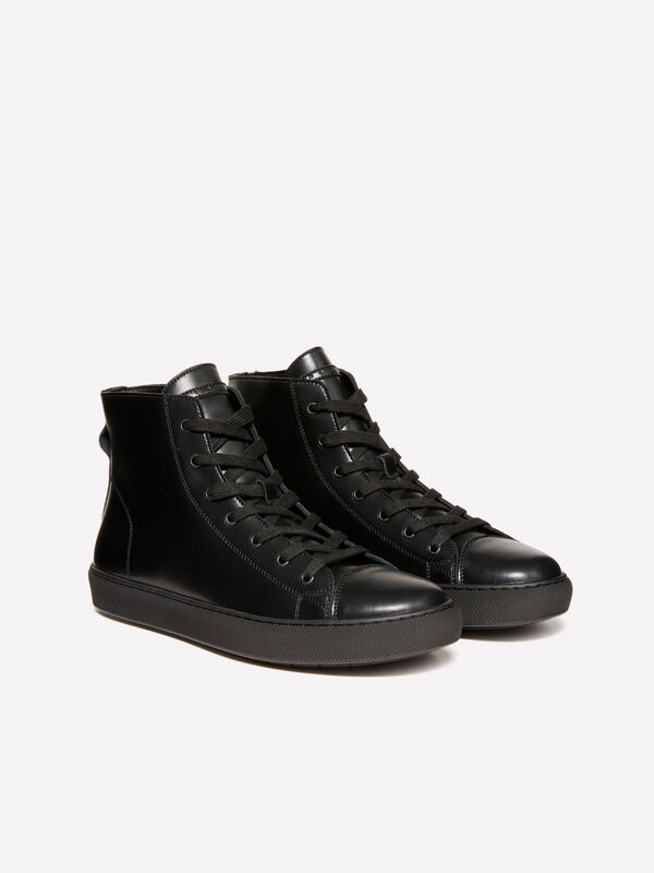 Sneakers hautes noires en cuir - chaussures pour homme | Sisley